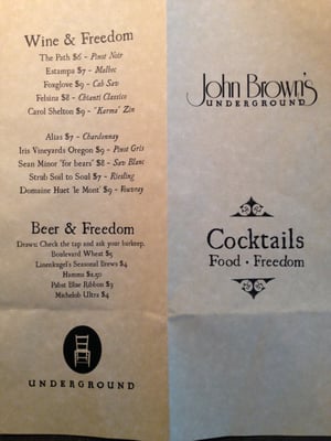 Menu photo 8 John Brown Underground Lawrence, KS