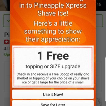 Pineapple Xpress Shave Ice - Remember to use the Yelp check-in offer! - Shaved Ice Near Me - Wahiawa, Hawaii Pineapple Xpress Shave Ice - Remember to use the Yelp check-in offer! - Shaved Ice Near Me - Wahiawa, Hawaii