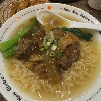 Nom Nom Bistro - Braised Beef Brisket Noodles with egg noodle flat - Dim Sum Near Me - Millbrae, California
