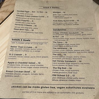 Neat Bird - Menu - Chicken Shop Near Me - Chesapeake, Virginia