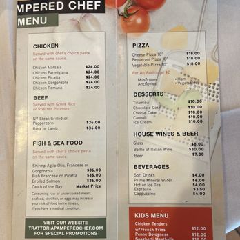 Trattoria Pampered Chef - Menu - Italian Near Me - Miami Lakes, Florida