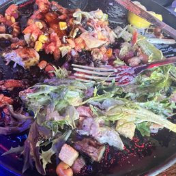 This plate was so disappointing I added my salad because no bed of rice to make the plate look better. This plate was so disappointing I added my salad because no bed of rice to make the plate look better.