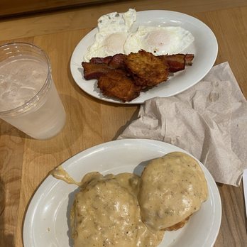 Maple Street Biscuit Company - Bee Cave - Our delicious food, biscuits and sausage gravy, eggs over medium with bacon - Breakfast & Brunch Near Me - Bee Cave, Texas