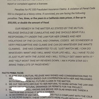 T&N Remodeling - A page from T&Ns counter claim against me. The judge sided with me for a reason. Many actually lol - General Contractors Near Me - Sherman Oaks, California