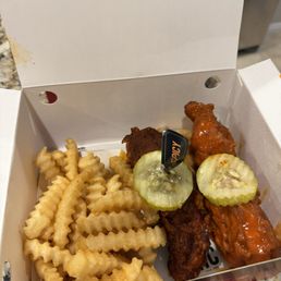 Chicken strips and fries. Chicken strips and fries.