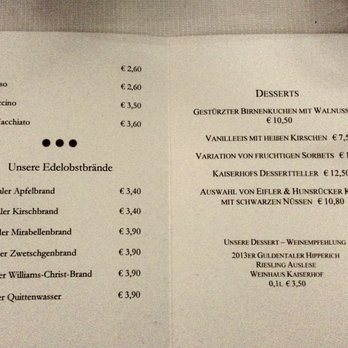 Der Kaiserhof - Degestiv Karte aus der Hausbrennerei - Wine Bars Near Me - Guldental, RP