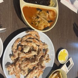 Tang Su Yuk (Pork) Jjampong /감봉 and black bean noodle Tang Su Yuk (Pork) Jjampong /감봉 and black bean noodle