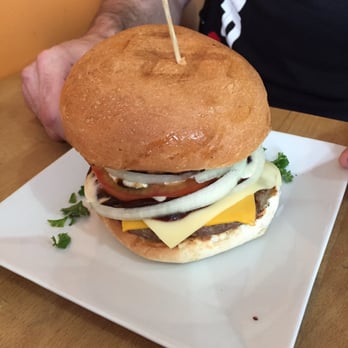 The Burger Joint - Make your own burger. Lamb, white onion, tomato, blue cheese, BBQ sauce, mozzarella cheese, cheddar cheese, mushrooms. Drooooool - Burgers Near Me - Edmonton, Alberta