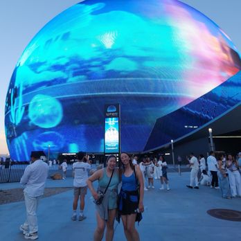 Sphere - Our photo right outside the ever-changing Sphere :) ! And yes! It was THAT hot in Vegas! - Stadiums & Arenas Near Me - Las Vegas, Nevada Sphere - Our photo right outside the ever-changing Sphere :) ! And yes! It was THAT hot in Vegas! - Stadiums & Arenas Near Me - Las Vegas, Nevada