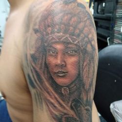 Cloud 9 Tattoo & Body Piercing - Native American piece. In progress!!