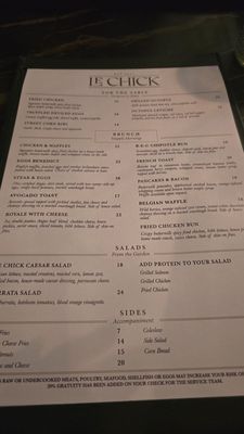 Menu photo 1 Le Chick Miami, FL