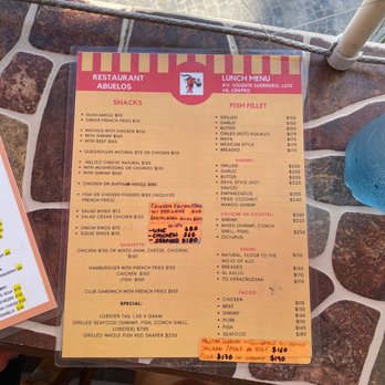 Los Abuelos - Food menu 2021 - Mexican Near Me - Isla Mujeres, ROO