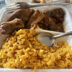 Rancho Tipico - Yellow rice and Stewed Chicken , 1-2 Eaten, Portions are Amazing