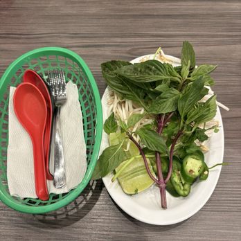 Pho Noodles - Silverware and toppings - Vietnamese Near Me - Phoenix, Arizona