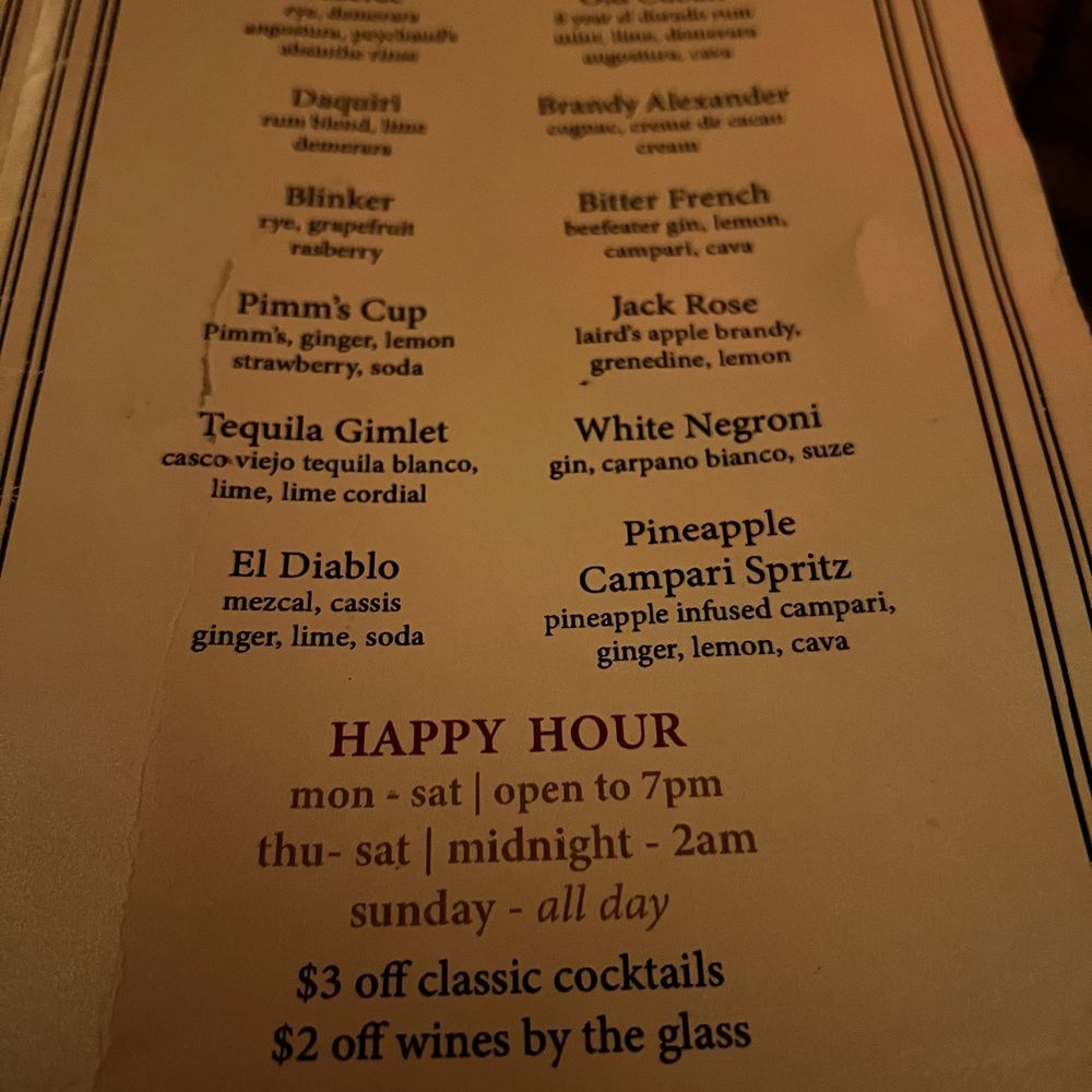 Altar - Classic cocktail menu. - Cocktail Bars Near Me - Brooklyn, New York