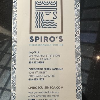 Spiro's Mediterranean Cuisine - Menu - Mediterranean Near Me - Coronado, California