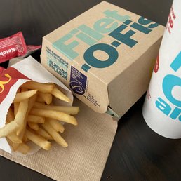 a box of fries and a cup of coffee