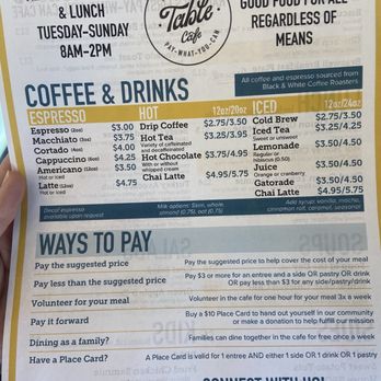 A Place At The Table - Drinks menu - Cafes Near Me - Raleigh, North Carolina A Place At The Table - Drinks menu - Cafes Near Me - Raleigh, North Carolina