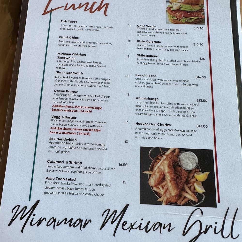 MiraMar Mexican Grill - menu for lunch - Coffee & Tea Near Me - Gualala, California MiraMar Mexican Grill - menu for lunch - Coffee & Tea Near Me - Gualala, California