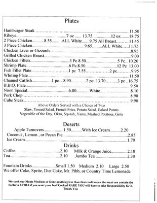 Menu photo 1 B & F Drive In Restaurant Baxley, GA Menu photo 1 B & F Drive In Restaurant Baxley, GA