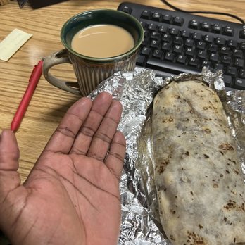 Chicas - Saucy New York Chic.. this picture is deceiving this burrito is definitely bigger than my hand - Breakfast & Brunch Near Me - Lemoore, California Chicas - Saucy New York Chic.. this picture is deceiving this burrito is definitely bigger than my hand - Breakfast & Brunch Near Me - Lemoore, California