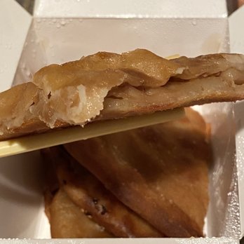 Epic Dumpling - Beef pancake ($7.99) Beef jerky-dry meat inside a soggy pancake.  Skip it! - Dim Sum Near Me - Sunnyvale, California