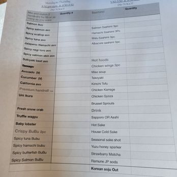 Bubu - Menu - Sushi Bars Near Me - San Francisco, California