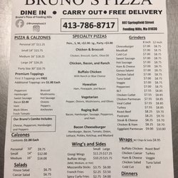 Bruno's Pizzeria - Menu