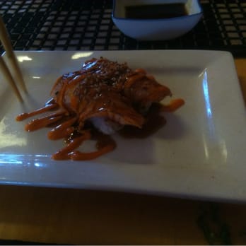 Kim's Sushi - A special seared salmon sushi, on the house! - Sushi Bars Near Me - West Orange, New Jersey Kim's Sushi - A special seared salmon sushi, on the house! - Sushi Bars Near Me - West Orange, New Jersey
