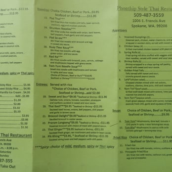 Phonthip Style Thai Restaurant - Main Menu! - Thai Near Me - Spokane, Washington Phonthip Style Thai Restaurant - Main Menu! - Thai Near Me - Spokane, Washington