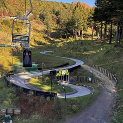 Skyline - View of one luge track heading back to the top.