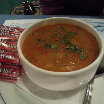 Flipper's Fish House - Beef barley soup which came with the halibut special - Fish & Chips Near Me - Scarborough, Ontario