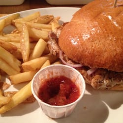 Joe's Kitchen - Chicken burger and skin on chips.