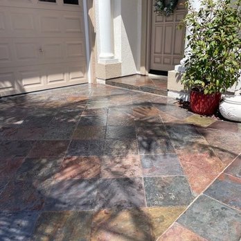 Power Wash SD - AFTER: stubborn plastic successfully removed, with slate re-sealed with an appropriate slate product.  Disaster Resolved!!! - Pressure Washers Near Me - La Mesa, California