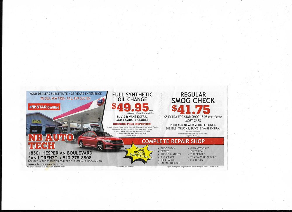 NB AUTO TECH Updated June 2024 18501 Hesperian Blvd, San Lorenzo