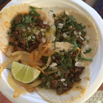 El Volcan - Asada tacos. Homemade corn tortillas. They dont look like anything special well see - Food Trucks Near Me - Salinas, California