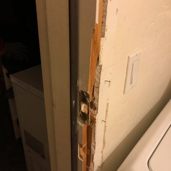 Fixing Spaces - BEFORE: damaged door jamb - Handyman Near Me