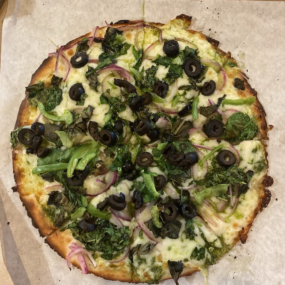 Gluten Free pesto pizza