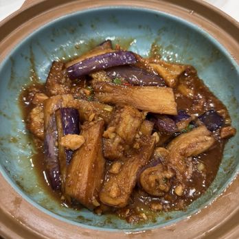 Jingege & YaoYao - claypot eggplant with salty fish ($21.95) - Chinese Near Me - Milpitas, California