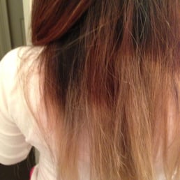 ombre - totally uneven, unblended and over processed