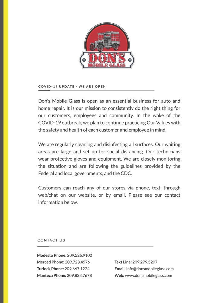 DON’S MOBILE GLASS, INC./ DMG TIRE & SERVICE MERCED Updated