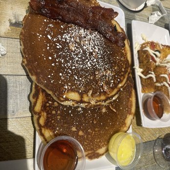 Gochas Breakfast Bar | Cascade - Pancakes with (4) Applewood Pork Bacon Slices - Wine Bars Near Me - Atlanta, Georgia