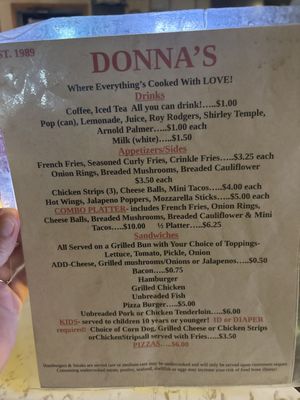 Menu photo 2 Donna's Lounge Meservey, IA