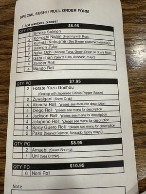 Menu photo 1 Sushi Maru San  Jose, CA
