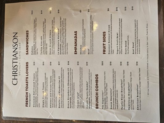 Menu photo 1 Christianson San Juan, PR
