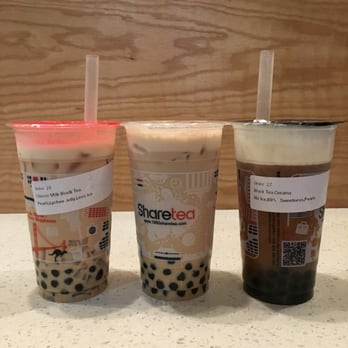 Sharetea - Two regular milk teas and a black tea creama (both are amazing) boba is perfect - Coffee & Tea Near Me - Renton, Washington