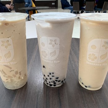 Braganza Tea - Flavors left to right. Milk tea smooth tea w/lychee jelly, taro smooth tea w/tapioca balls, milk tea smooth tea w/tapioca balls - Bubble Tea Near Me - Tukwila, Washington Braganza Tea - Flavors left to right. Milk tea smooth tea w/lychee jelly, taro smooth tea w/tapioca balls, milk tea smooth tea w/tapioca balls - Bubble Tea Near Me - Tukwila, Washington