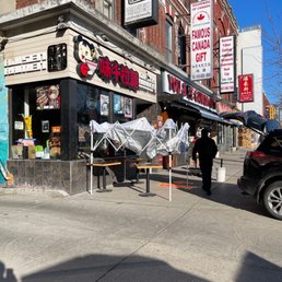 Ramen in the sidewalk.