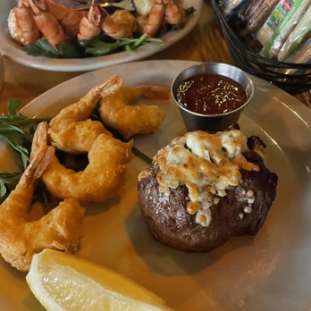 Ishnala - Filet with blue cheese and fried shrimp. - Steakhouses Near Me - Wisconsin Dells, Wisconsin Ishnala - Filet with blue cheese and fried shrimp. - Steakhouses Near Me - Wisconsin Dells, Wisconsin