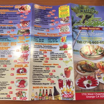 Mariscos Ixtapa - Menu as of June 16, 2018. - Mexican Near Me - Orange, California